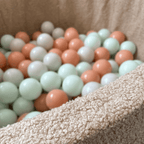 Personalizuotas kamuoliukų baseinas tamsiai smėlio spalvos meškiukas + 200 kamuoliukų - MiniKampas