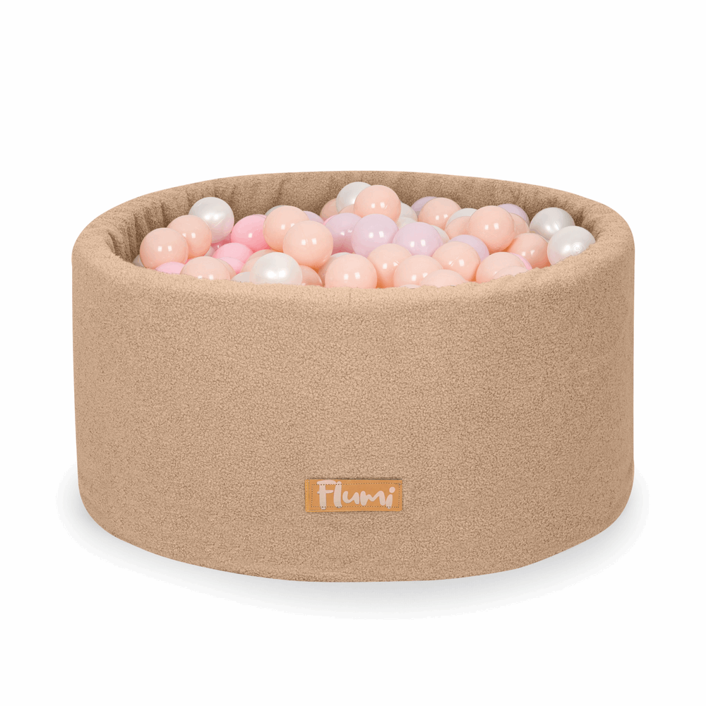 Personalizuotas kamuoliukų baseinas tamsiai smėlio spalvos meškiukas + 200 kamuoliukų - MiniKampas