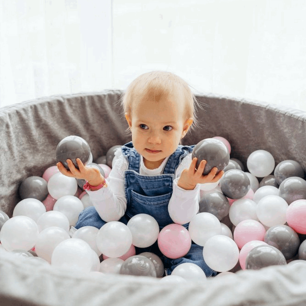 Personalizuotas kamuoliukų baseinas pilkas + 200 kamuoliukų - MiniKampas