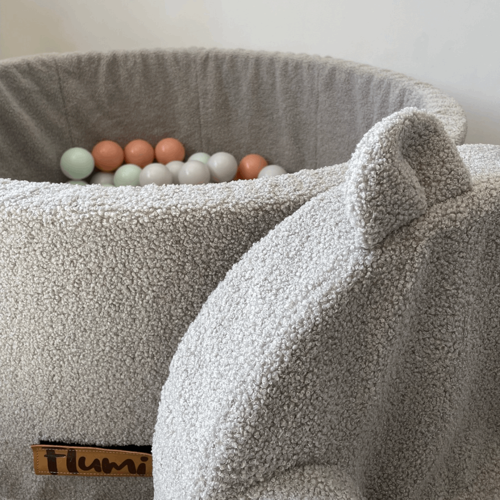 Personalizuotas kamuoliukų baseinas pilkas meškiukas + 200 kamuoliukų - MiniKampas