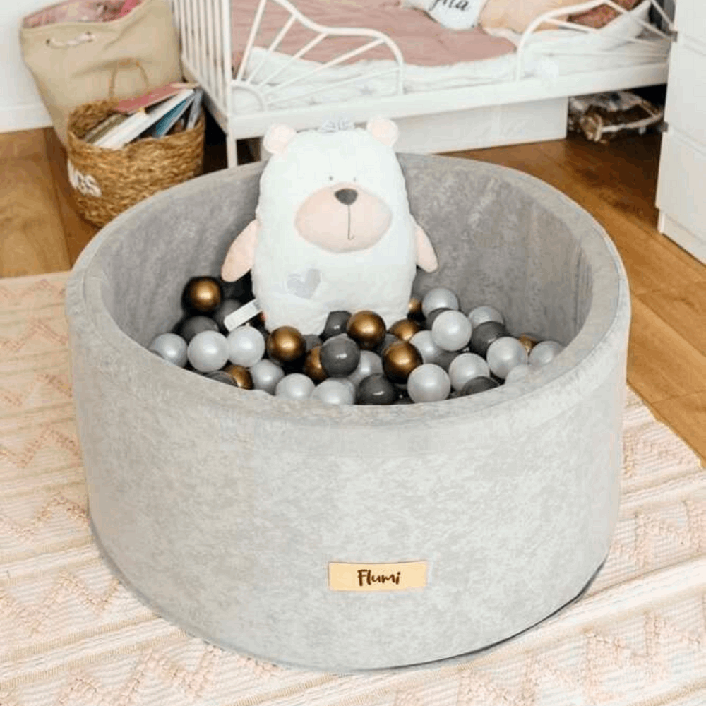 Personalizuota kamuoliukų baseinas, šviesiai pilkas + 200 kamuoliukų - MiniKampas