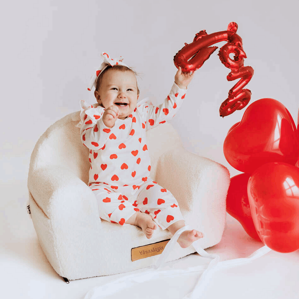 Personalizuotas vaikiškas putplasčio fotelis - šviesiai smėlio spalvos meškiukas - MiniKampas