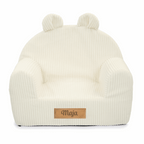 Personalizuotas vaikiškas putplasčio fotelis iš smėlio spalvos audinio, velveto - MiniKampas