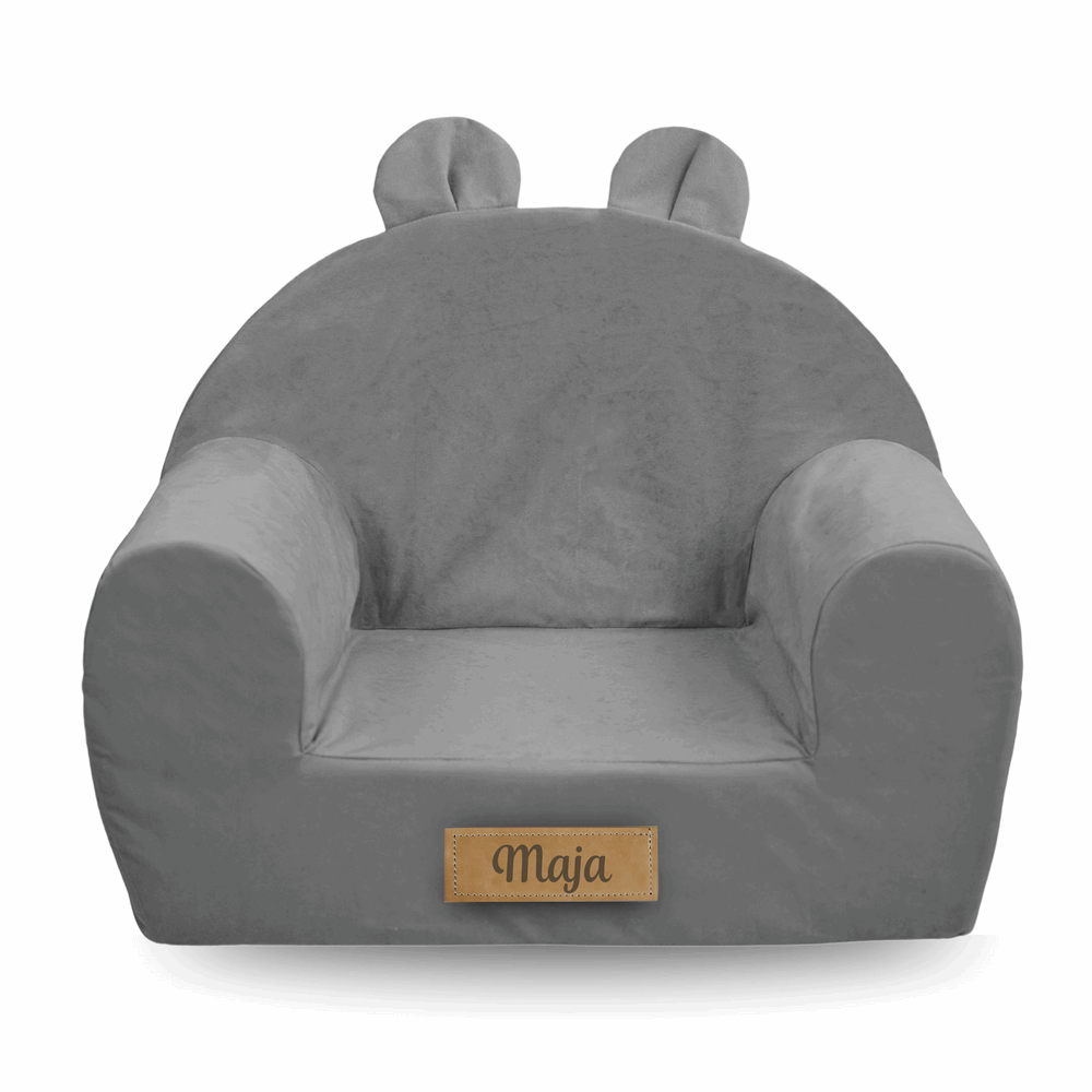 Personalizuotas putplasčio krėslas vaikams pilkas - MiniKampas