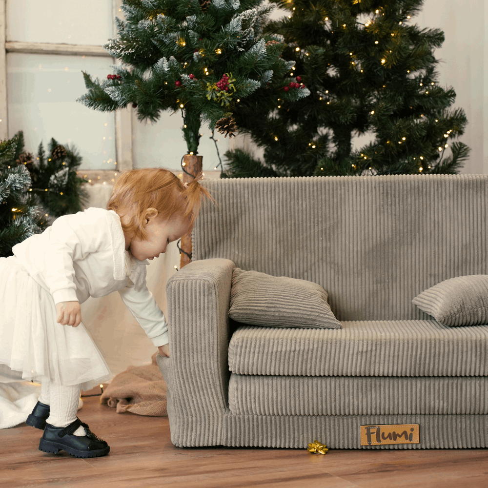 Personalizuota vaikiška sulankstoma sofa - smėlio spalvos - MiniKampas