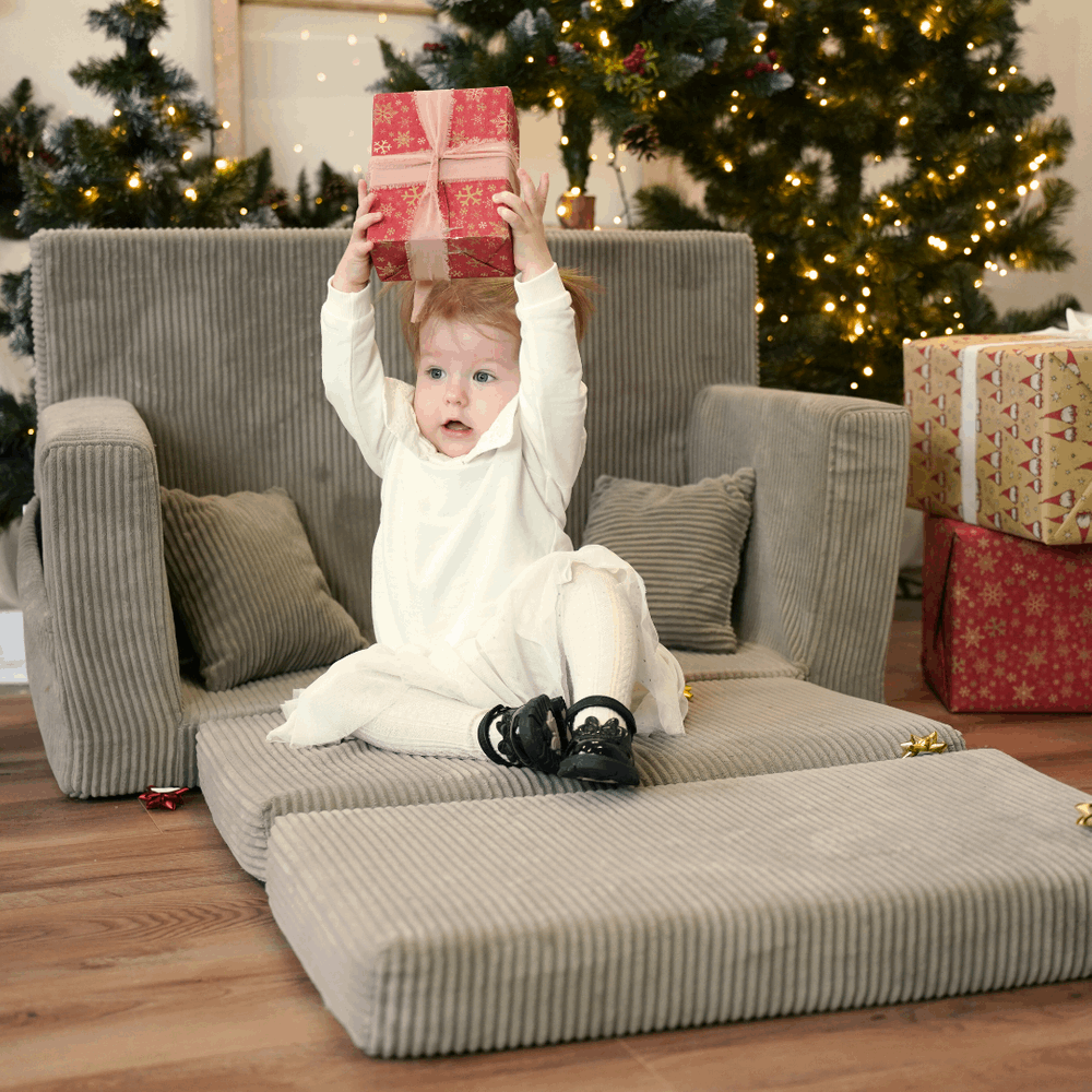 Personalizuota vaikiška sulankstoma sofa - smėlio spalvos - MiniKampas