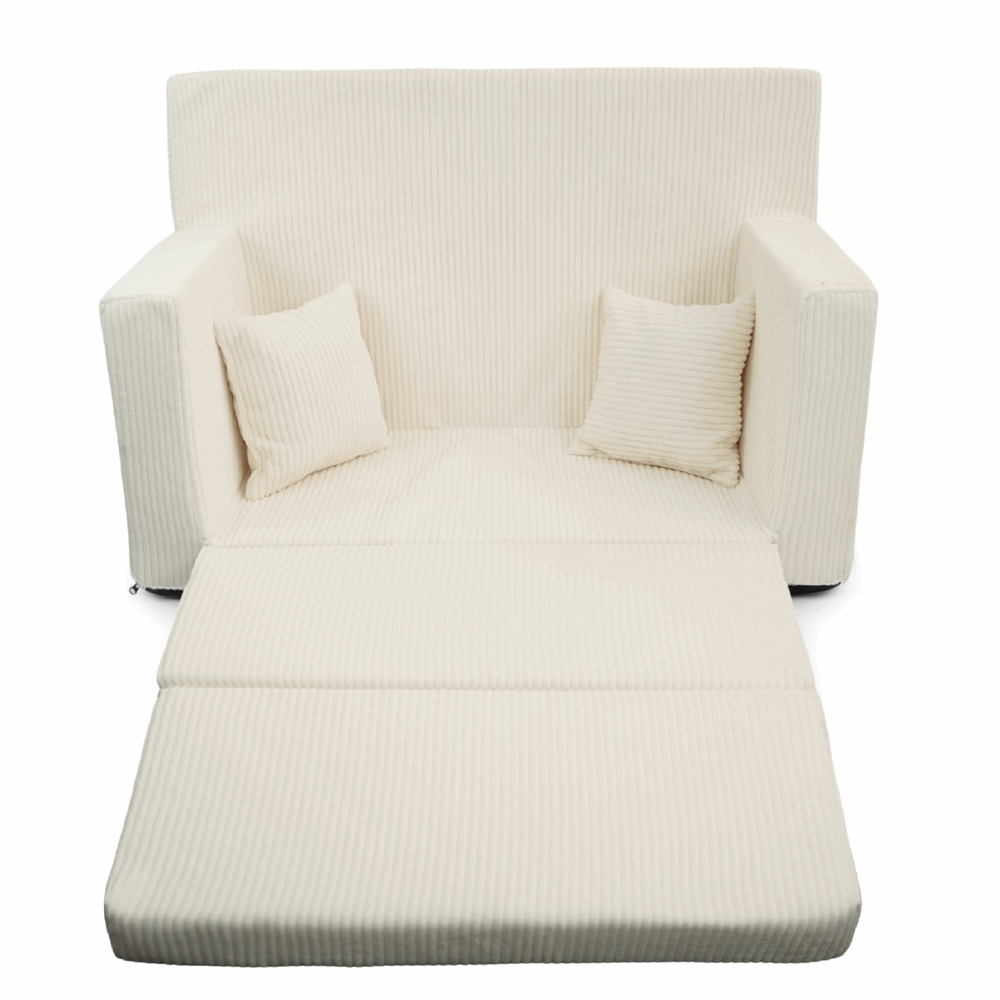 Personalizuota vaikiška sulankstoma sofa - smėlio spalvos - MiniKampas