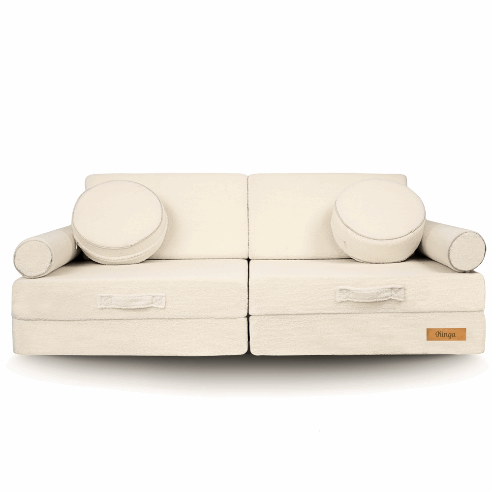 Personalizuota vaikiška sulankstoma sofa - smėlio spalvos - MiniKampas