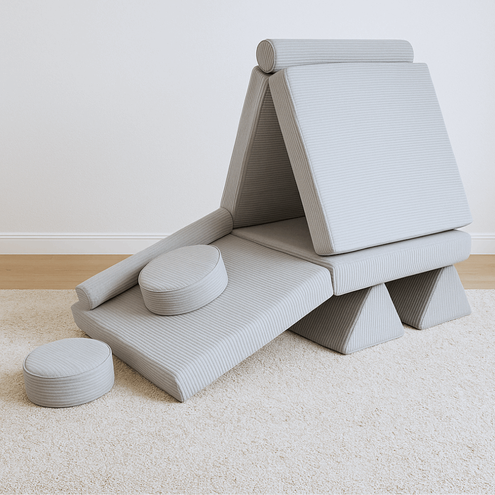 Personalizuota vaikiška sulankstoma sofa - smėlio spalvos - MiniKampas