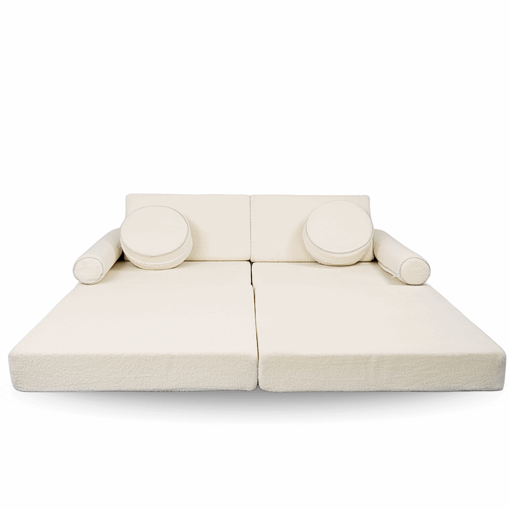 Personalizuota vaikiška sulankstoma sofa - smėlio spalvos - MiniKampas