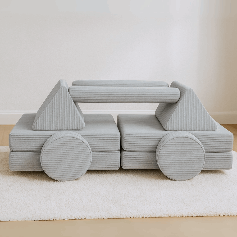 Personalizuota vaikiška sulankstoma sofa - smėlio spalvos - MiniKampas