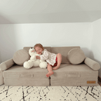 Personalizuota vaikiška sulankstoma sofa - smėlio spalvos - MiniKampas