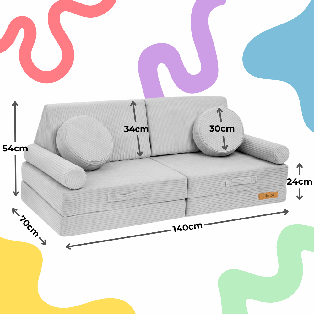 Personalizuota vaikiška sulankstoma sofa - smėlio spalvos - MiniKampas