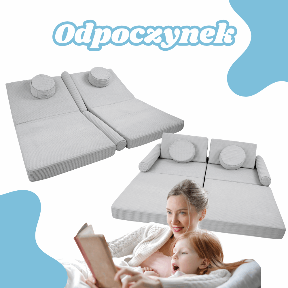 Personalizuota vaikiška sulankstoma sofa - smėlio spalvos - MiniKampas