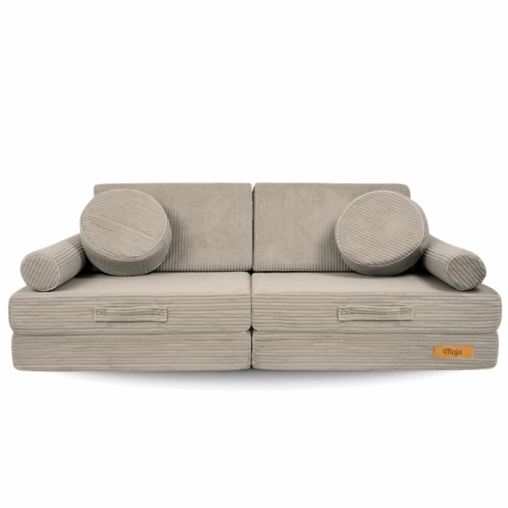 Personalizuota vaikiška sulankstoma sofa - smėlio spalvos - MiniKampas