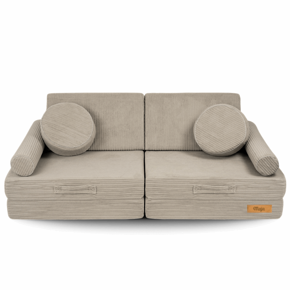 Personalizuota vaikiška sulankstoma sofa - smėlio spalvos - MiniKampas
