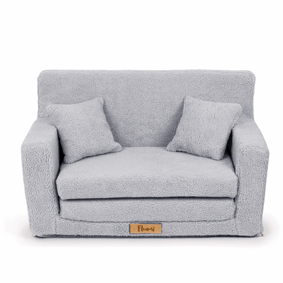 Personalizuota vaikiška sulankstoma sofa-lova meškiukas - pilka - MiniKampas