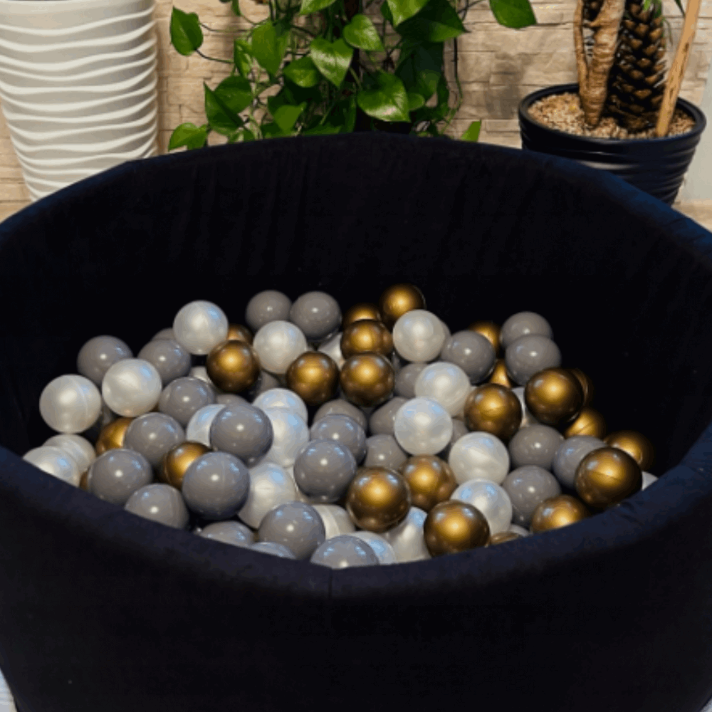 200 kamuoliukų rinkinys kamuoliukų baseinui, aukso, tamsiai pilkos ir perlinės spalvos - MiniKampas