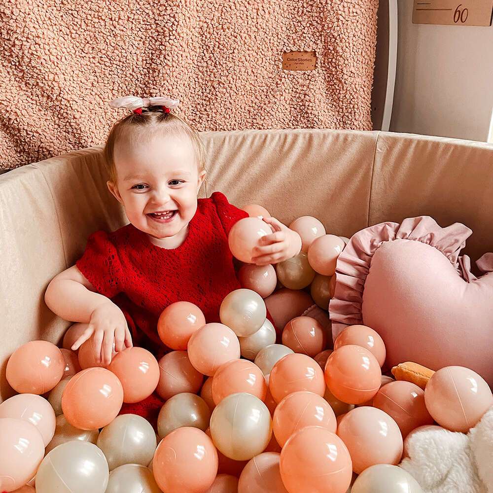 200 kamuoliukų rinkinys kamuoliukų baseinui, šviesiai auksinė, šviesiai persikinė, persikinė - MiniKampas