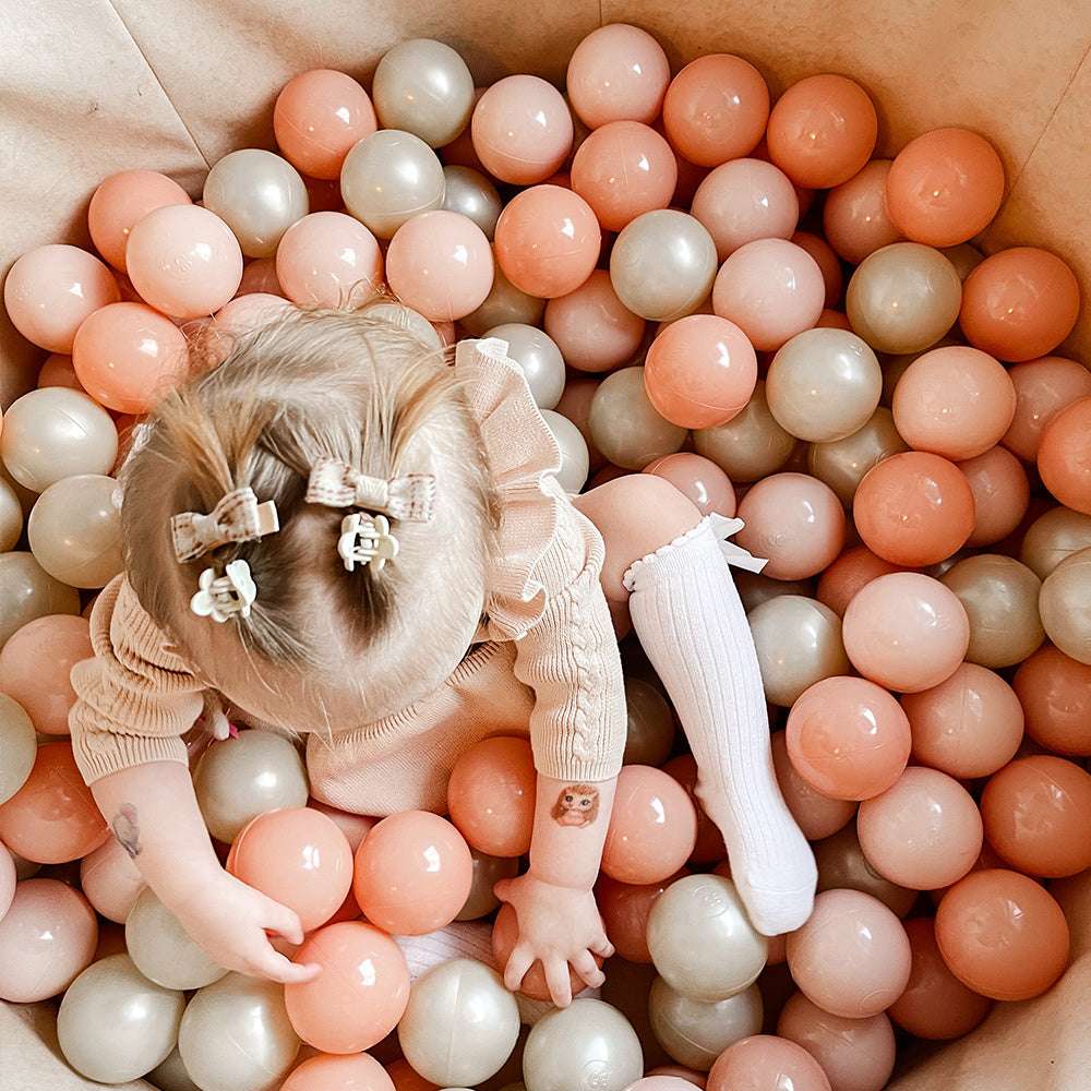 200 kamuoliukų rinkinys kamuoliukų baseinui, šviesiai auksinė, šviesiai persikinė, persikinė - MiniKampas