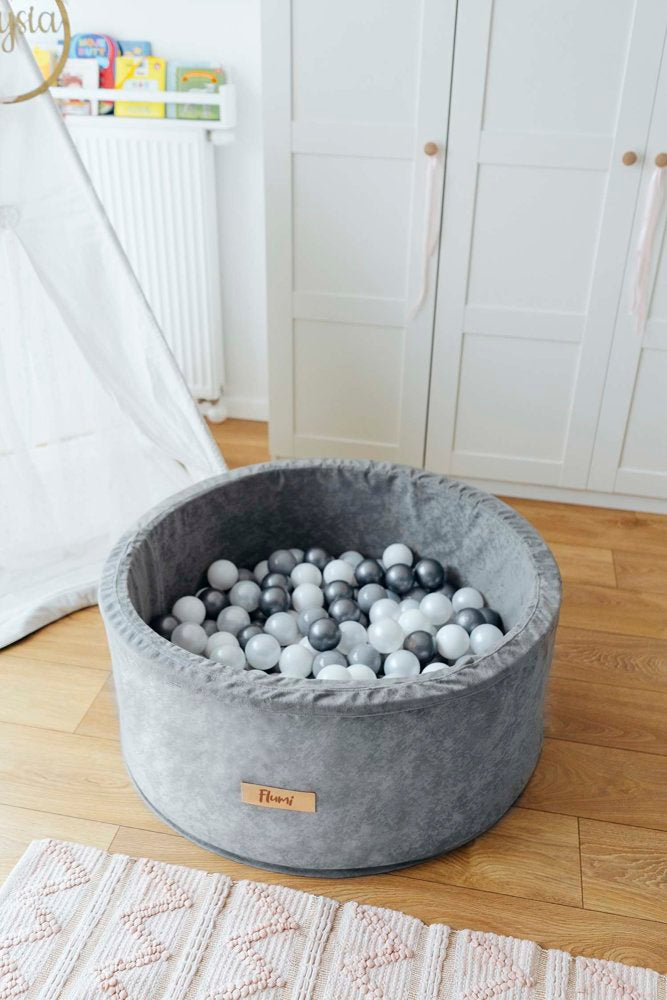 Personalizuotas kamuoliukų baseinas pilkas + 200 kamuoliukų - MiniKampas