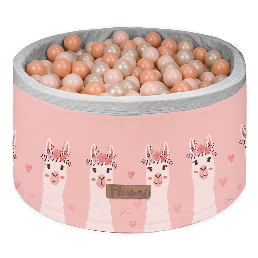 Asmeninis kamuoliukų baseino lamos raštas + 200 kamuoliukų - MiniKampas