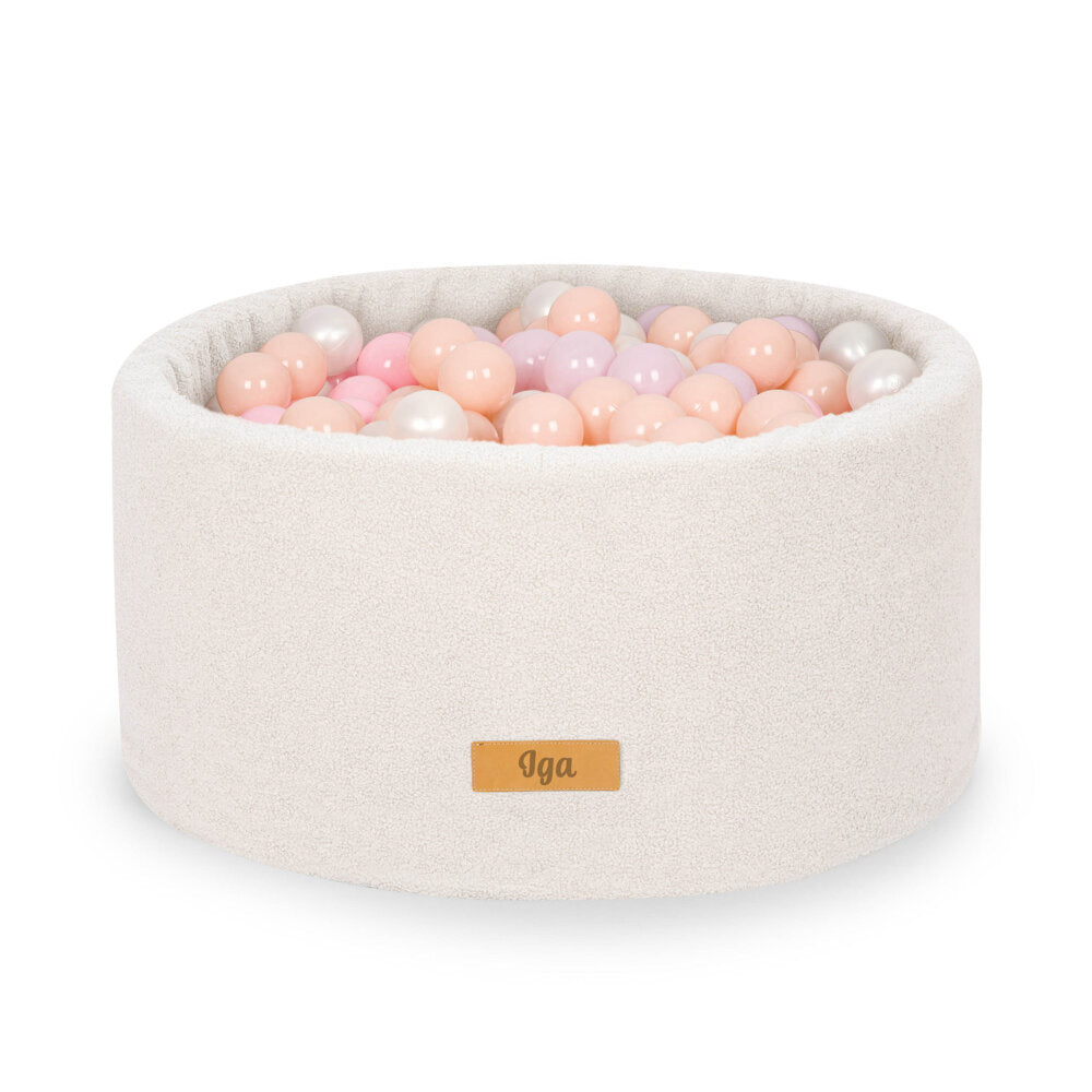 Personalizuota kamuoliukų baseinas šviesiai smėlio spalvos meškiukas + 200 kamuoliukų - MiniKampas