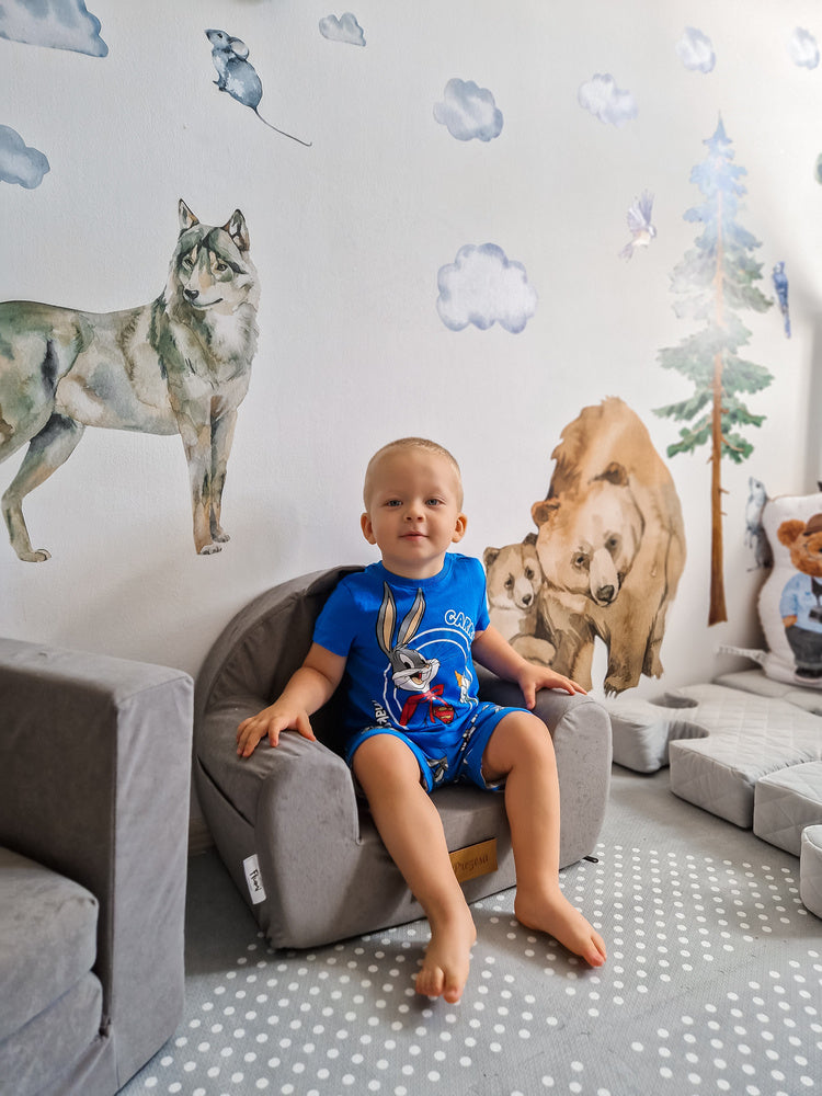 Personalizuotas putplasčio krėslas vaikams pilkas - MiniKampas