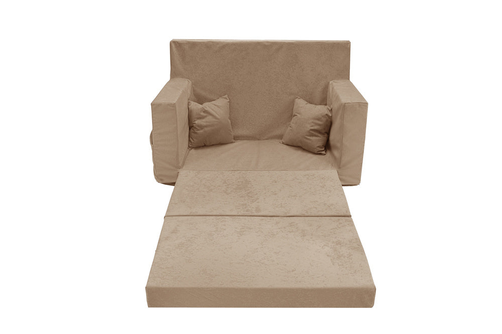 Personalizuota vaikiška sulankstoma sofa smėlio spalvos - MiniKampas