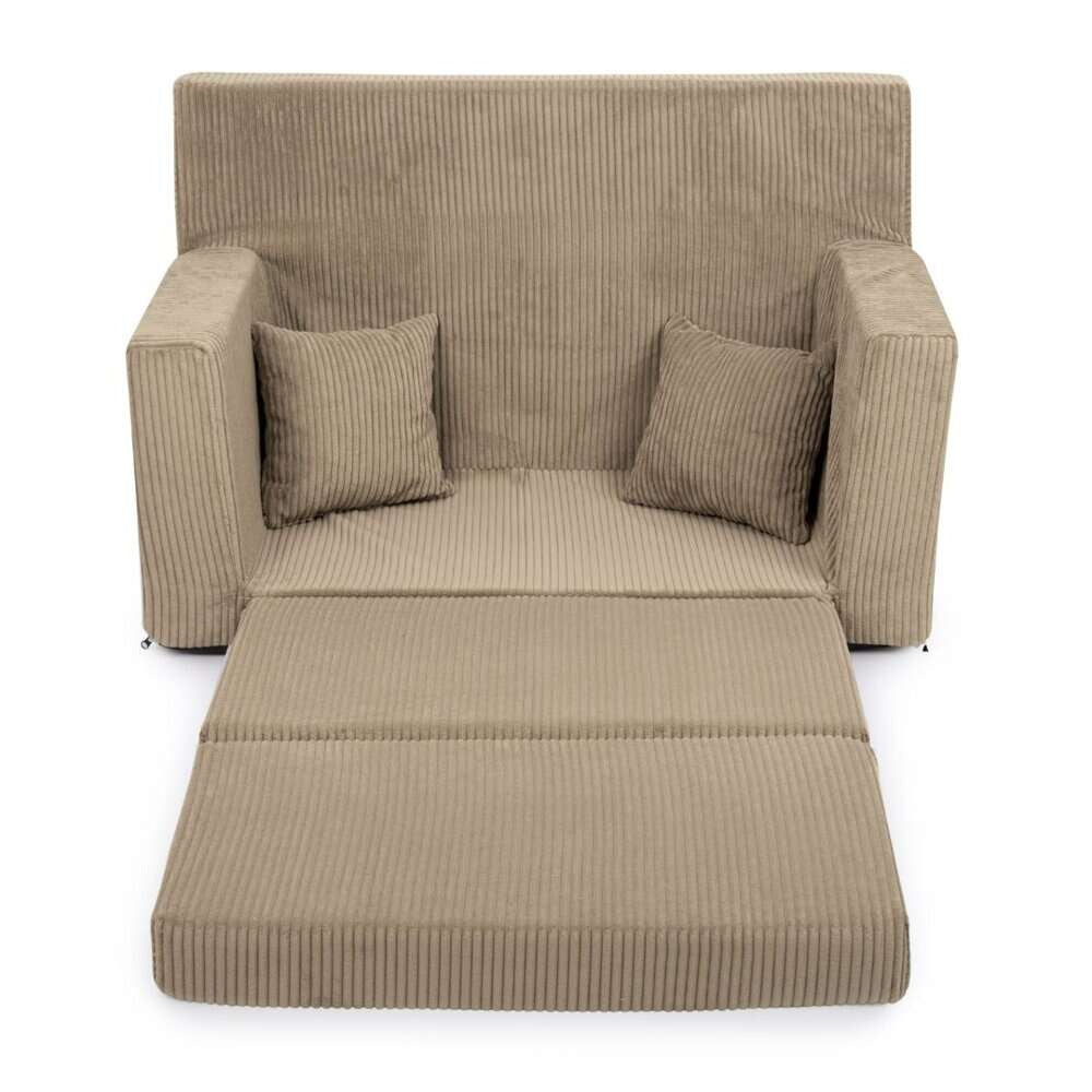 Personalizuota vaikiška sulankstoma sofa - smėlio spalvos - MiniKampas