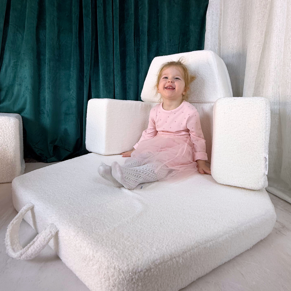 Personalizuota vaikiška sulankstoma sofa - smėlio spalvos