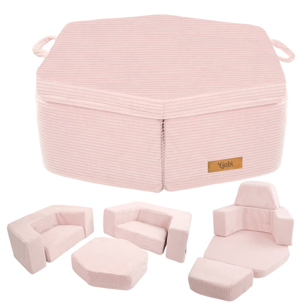 Personalizuota vaikiška sulankstoma sofa - smėlio spalvos