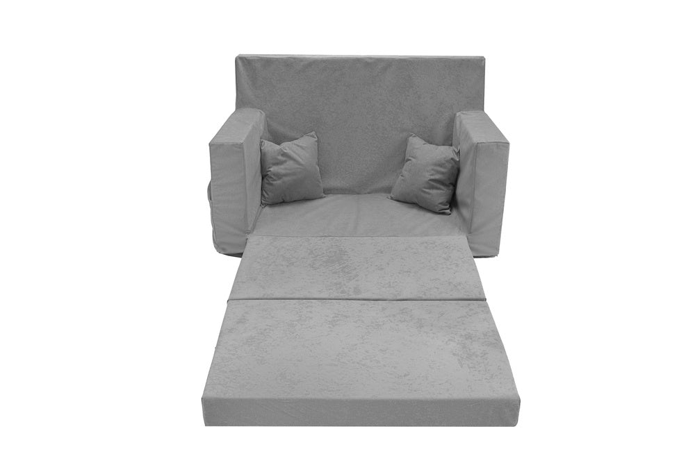 Personalizuota vaikiška sulankstoma sofa pilka - MiniKampas