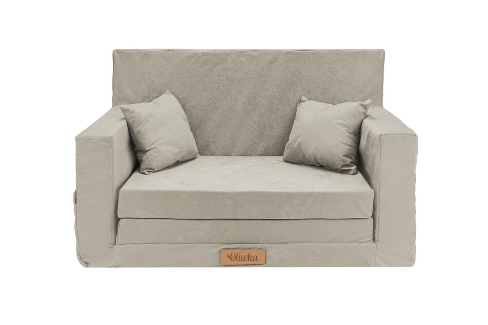 Personalizuota vaikiška sulankstoma sofa šviesiai pilka - MiniKampas