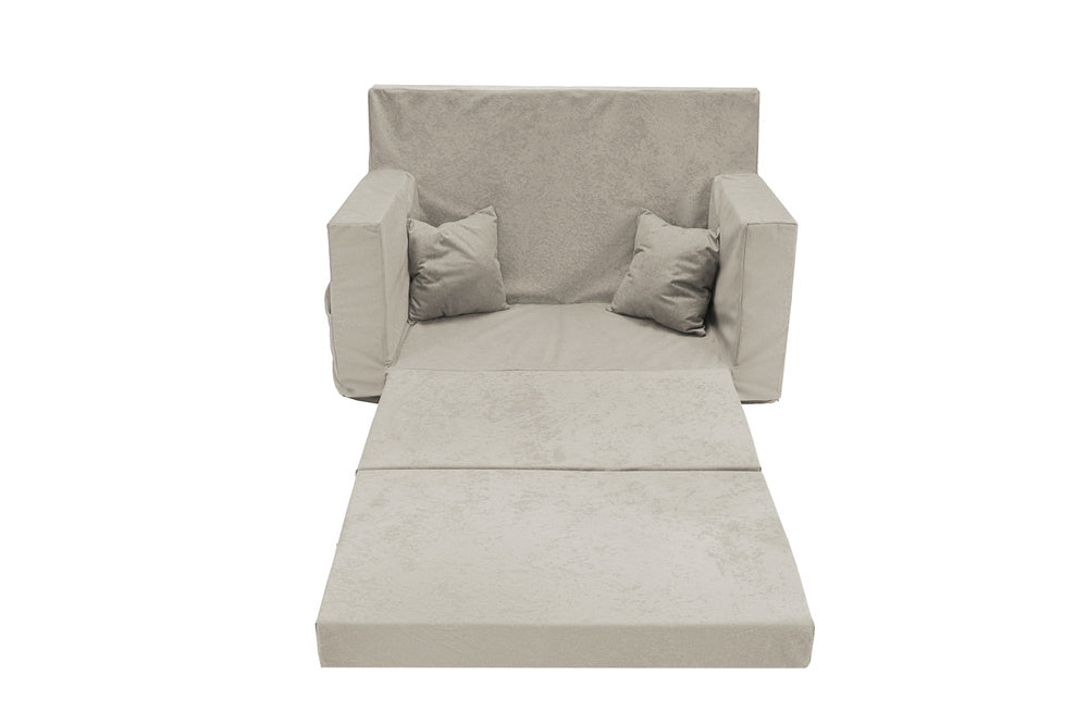 Personalizuota vaikiška sulankstoma sofa šviesiai pilka - MiniKampas