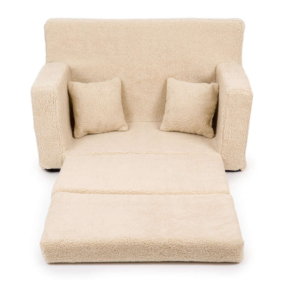 Personalizuotos vaikiškos sulankstomos sofos meškiukai tamsiai smėlio spalvos - MiniKampas