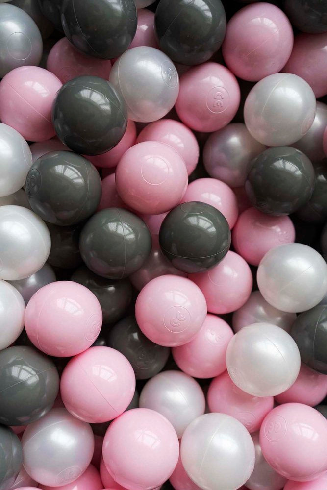 200 kamuoliukų rinkinys kamuoliukų baseinui, rausvos, tamsiai pilkos, perlinės spalvos - MiniKampas