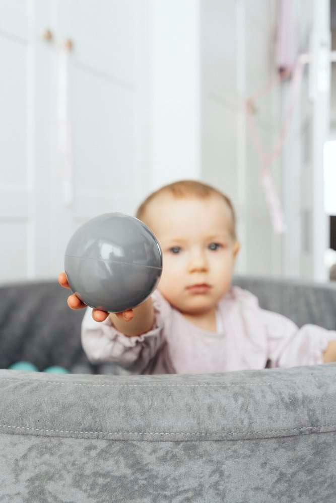 200 kamuoliukų rinkinys kamuoliukų baseinui, šviesiai mėlyna, tamsiai pilka, perlinė - MiniKampas