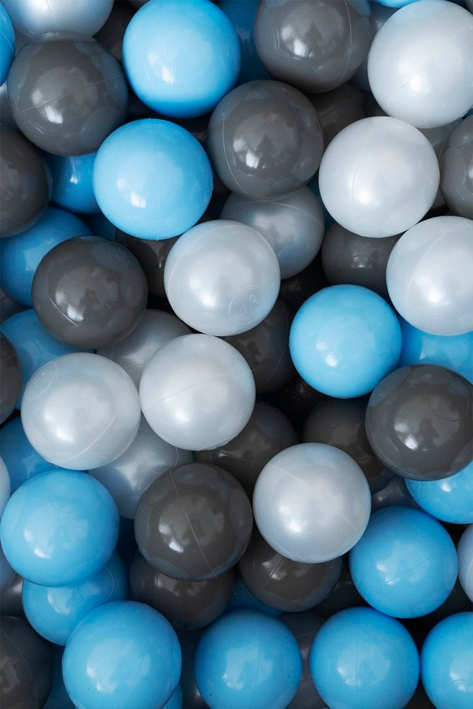 200 kamuoliukų rinkinys kamuoliukų baseinui, šviesiai mėlyna, tamsiai pilka, perlinė - MiniKampas