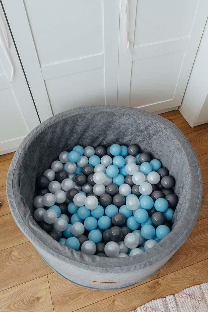 200 kamuoliukų rinkinys kamuoliukų baseinui, šviesiai mėlyna, tamsiai pilka, perlinė - MiniKampas