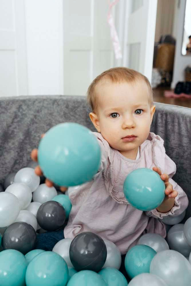 200 kamuoliukų rinkinys kamuoliukų baseinui, mėtinės spalvos, tamsiai pilka, perlinė - MiniKampas