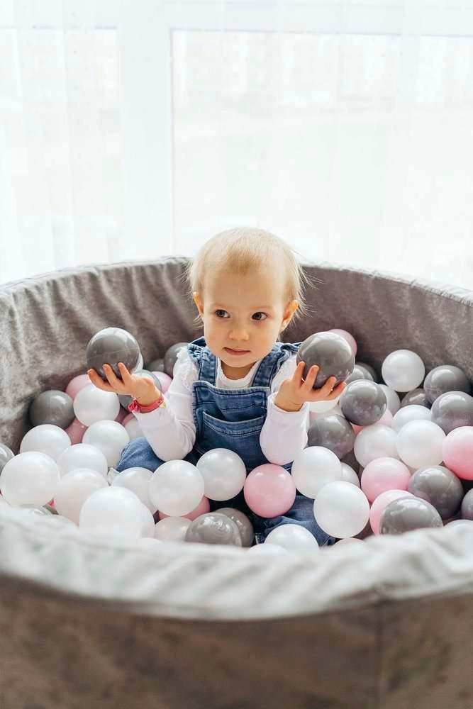 200 kamuoliukų rinkinys kamuoliukų baseinui, rausvos, tamsiai pilkos, perlinės spalvos - Image 2