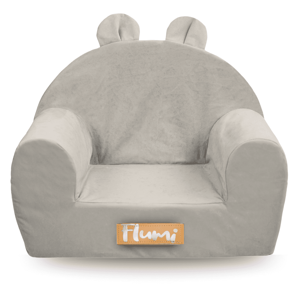 Asmeninė vaikiška kėdutė su ausytėmis, šviesiai pilka