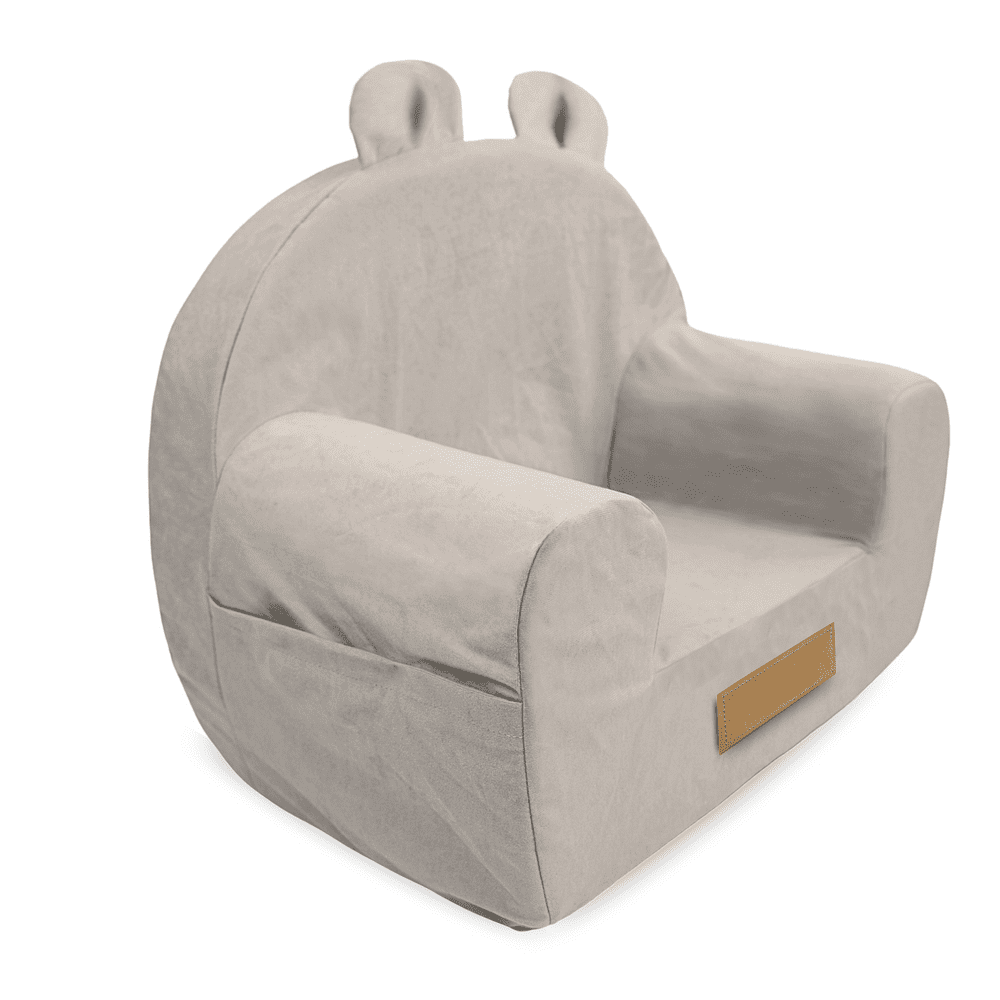 Asmeninė vaikiška kėdutė su ausytėmis, šviesiai pilka