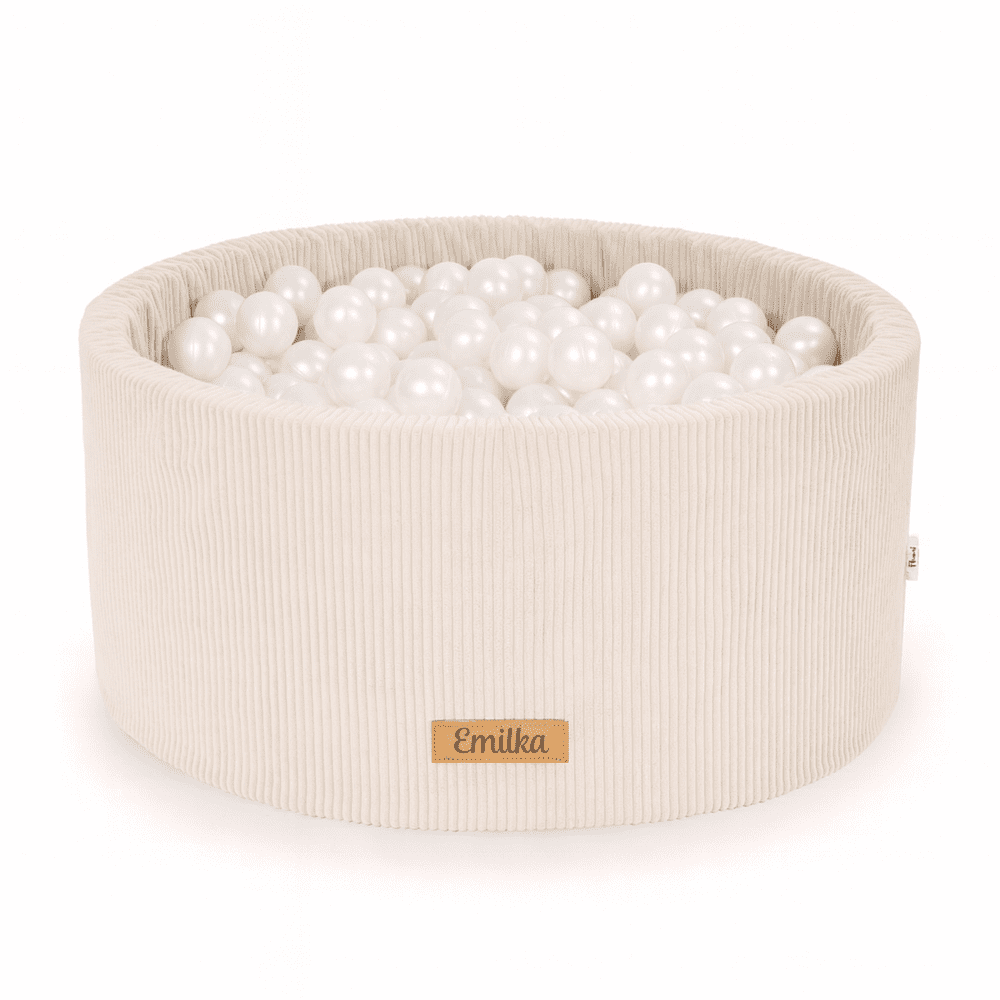 personalizuotas putplasčio kamuoliukų baseinas ŠVIESIAI KREMINIS VELDAS 200 kamuoliukų komplekte