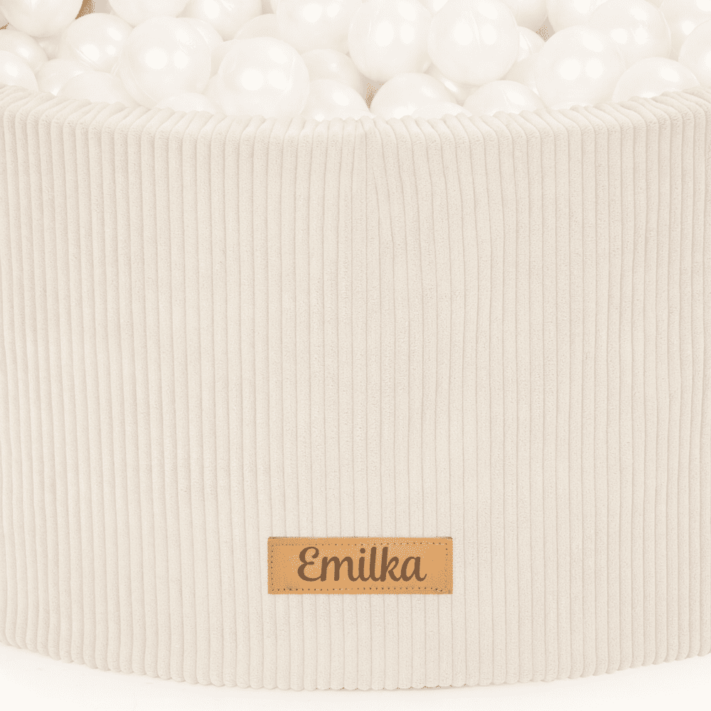 personalizuotas putplasčio kamuoliukų baseinas ŠVIESIAI KREMINIS VELDAS 200 kamuoliukų komplekte