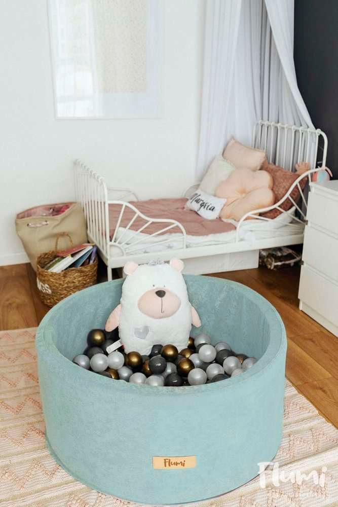 Personalizuotas putplasčio kamuoliukų baseinas MĖLYNAS 200 kamuoliukų komplekte