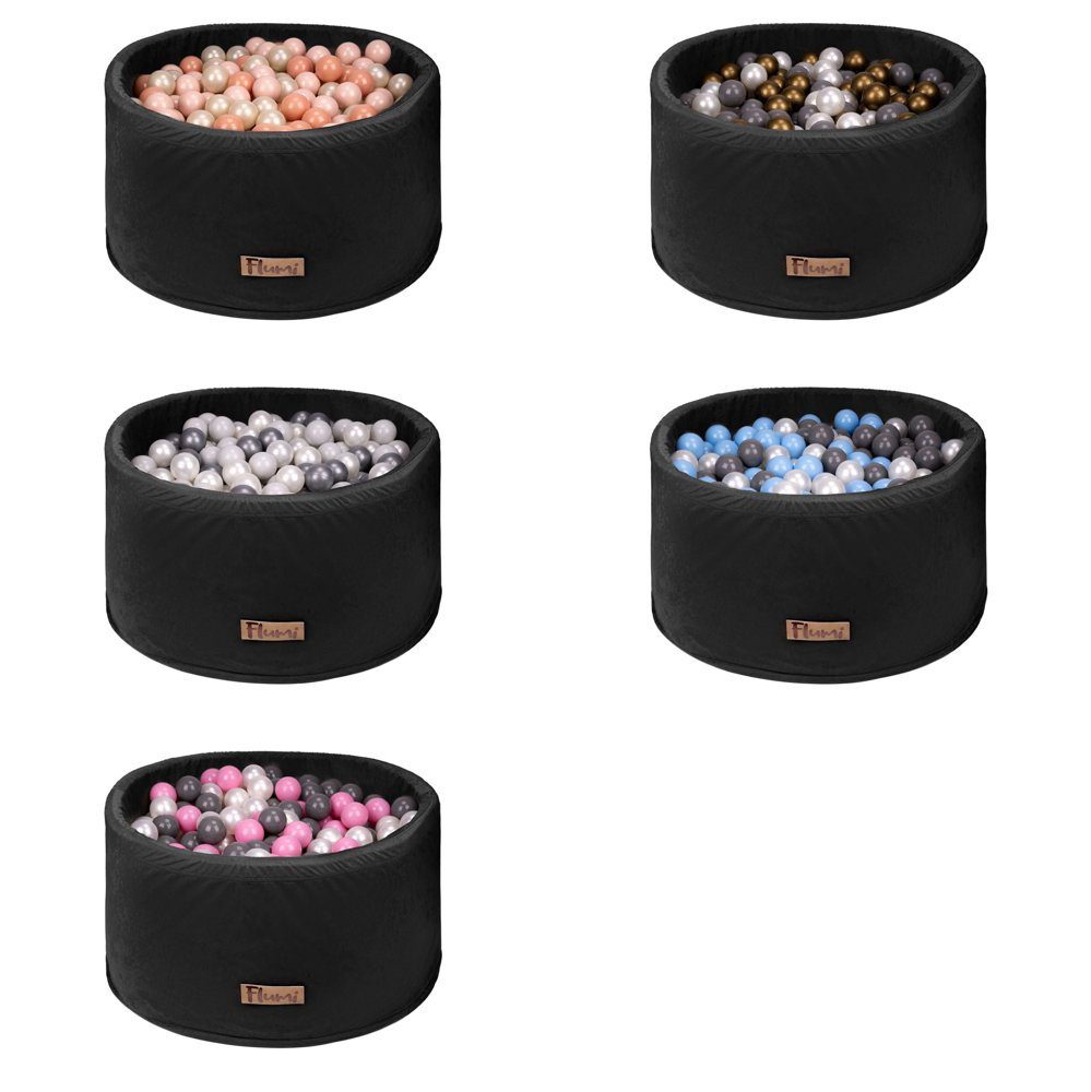 Personalizuotas putplasčio kamuoliukų baseinas, JUODA, 200 kamuoliukų, įskaičiuota