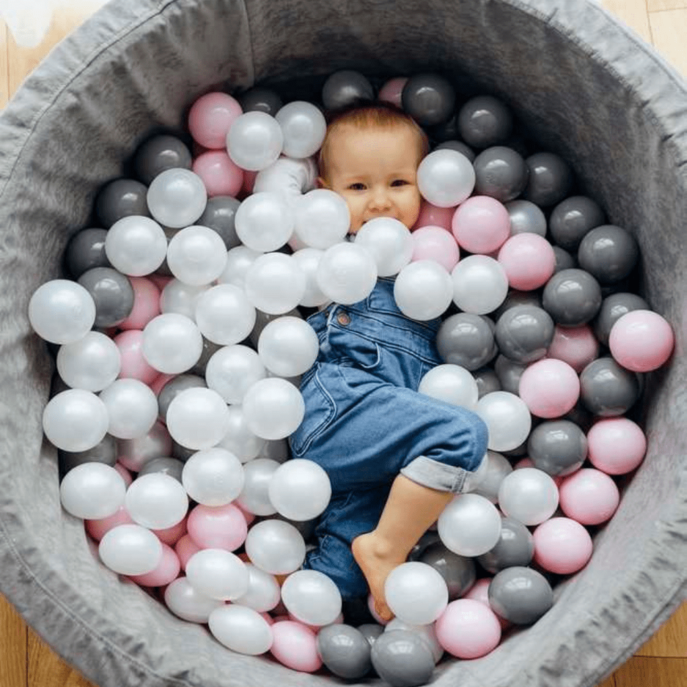 Personalizuotas putplasčio kamuoliukų baseinas PILKAS, 200 kamuoliukų komplekte