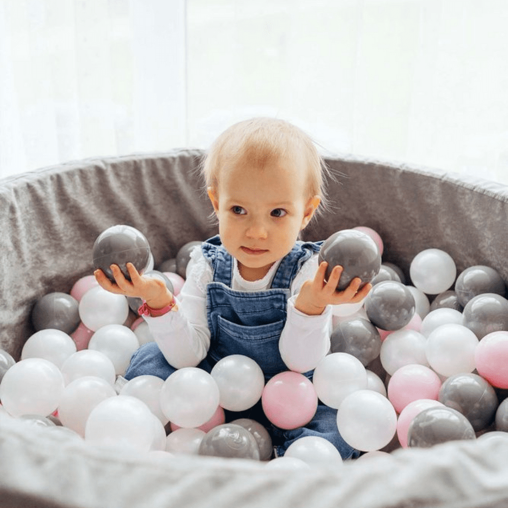 Personalizuotas putplasčio kamuoliukų baseinas PILKAS, 200 kamuoliukų komplekte